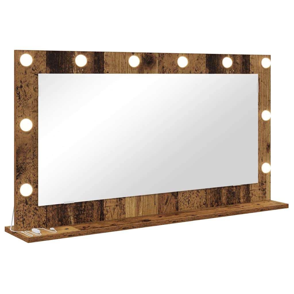 Vanity Mirror with LED Strip Lights Old Wood 100 x 55 x 18 cm