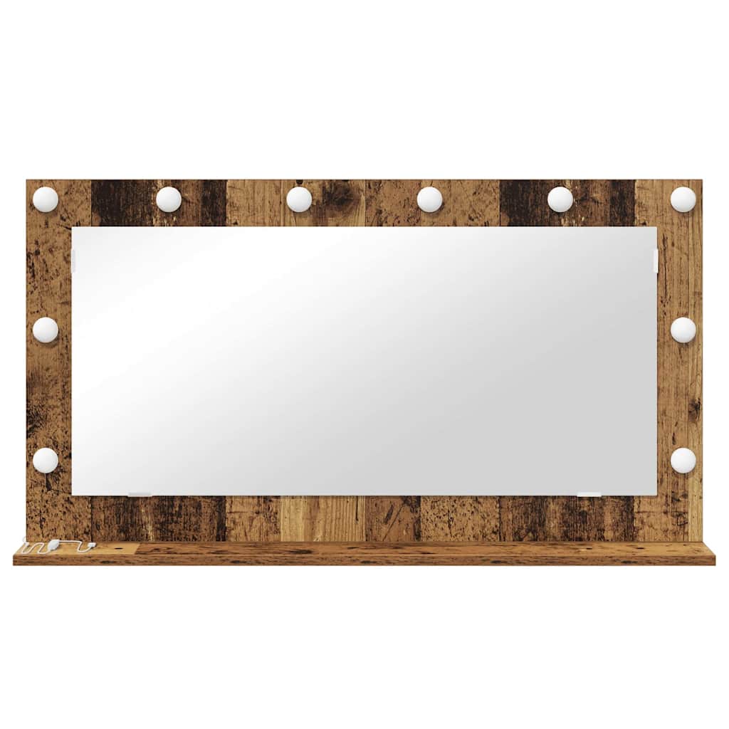 Vanity Mirror with LED Strip Lights Old Wood 100 x 55 x 18 cm