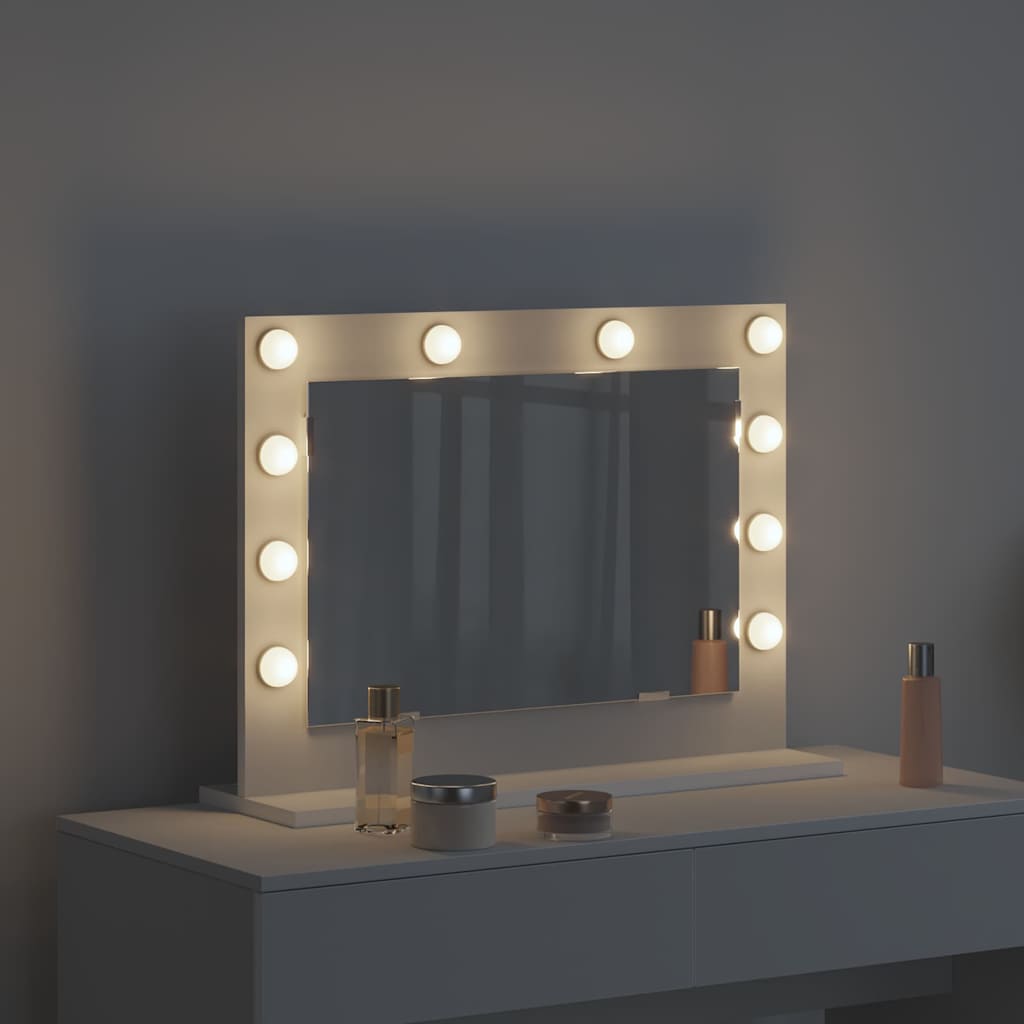 Vanity Mirror White 60 x 45 x 18 cm Engineered wood and glass