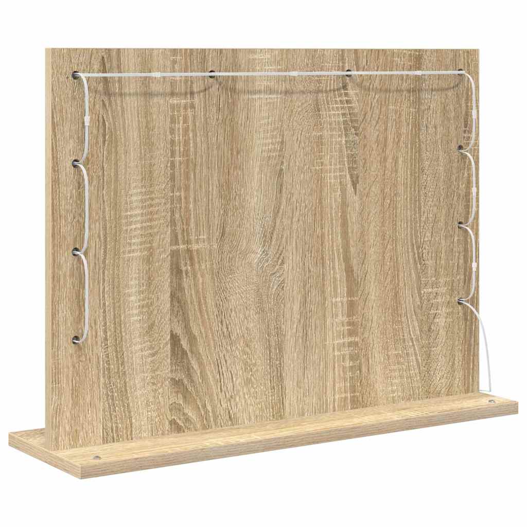 Vanity Mirror with LED Strip Lights Sonoma Oak 60 x 45 x 18 cm