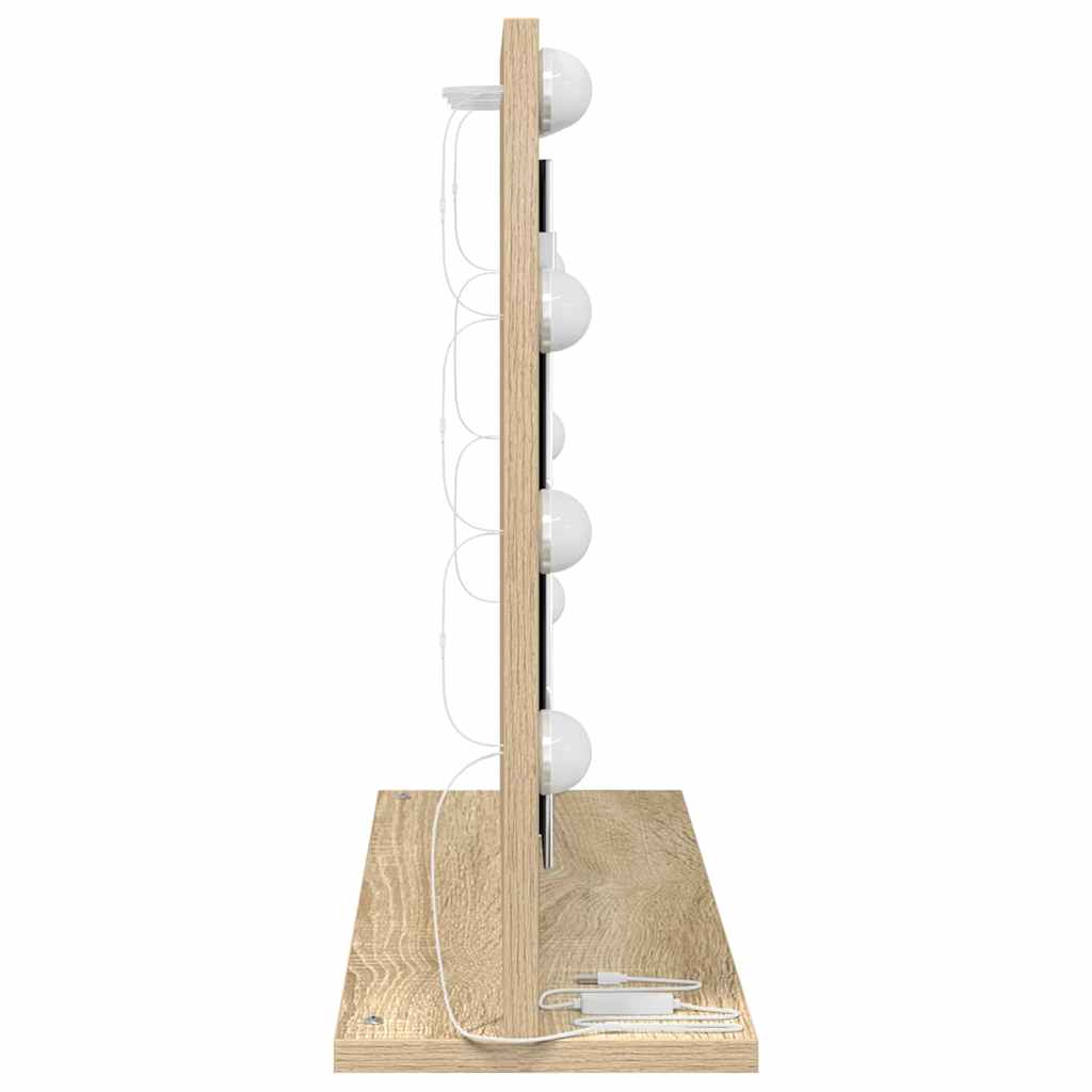 Vanity Mirror with LED Strip Lights Sonoma Oak 60 x 45 x 18 cm