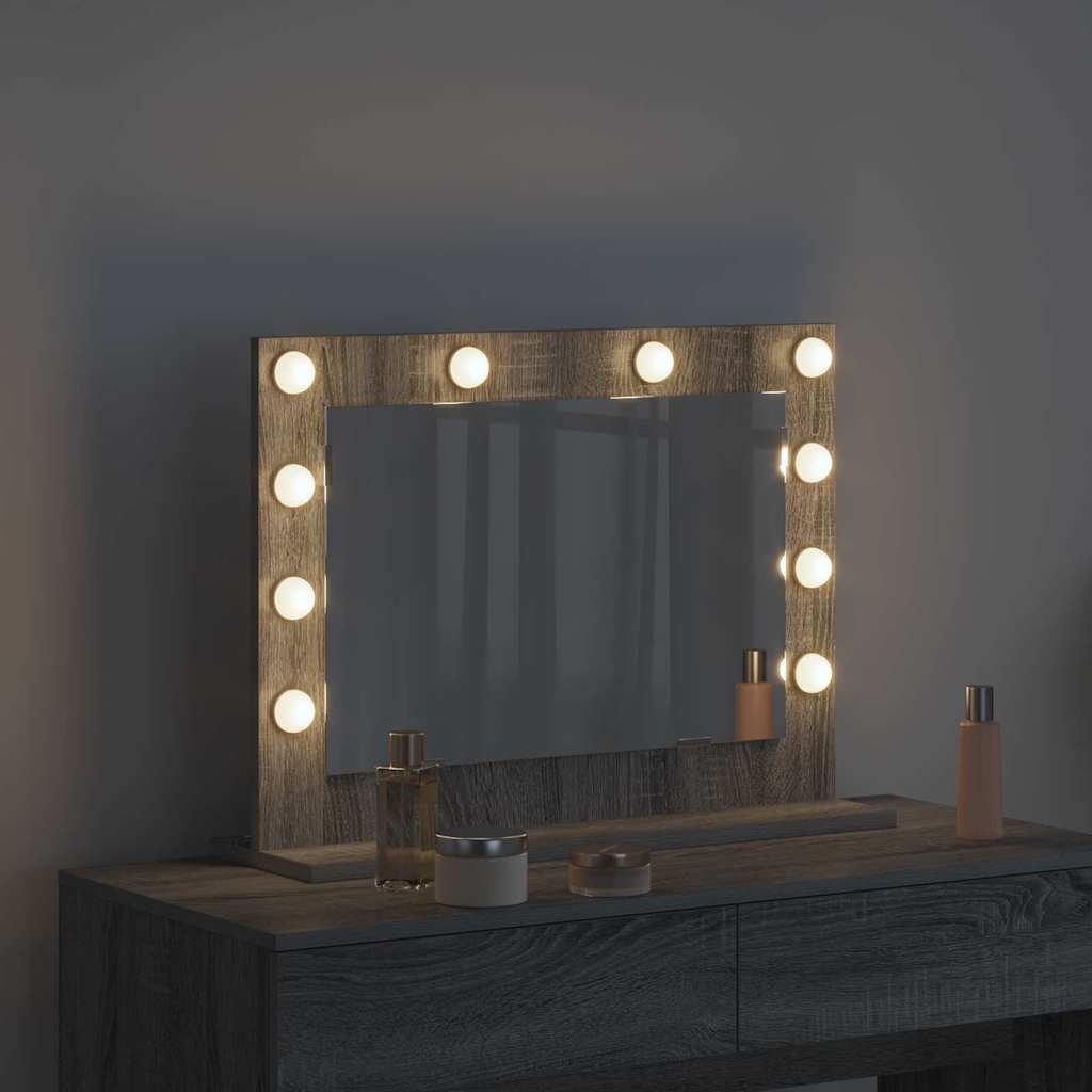 Vanity Mirror with LED Strip Lights Grey Sonoma 60 x 45 x 18 cm