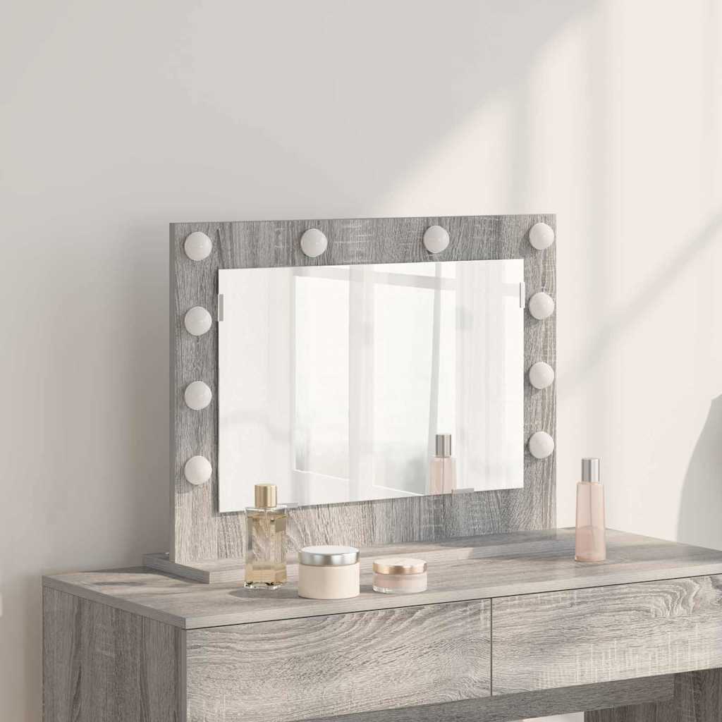 Vanity Mirror with LED Strip Lights Grey Sonoma 60 x 45 x 18 cm