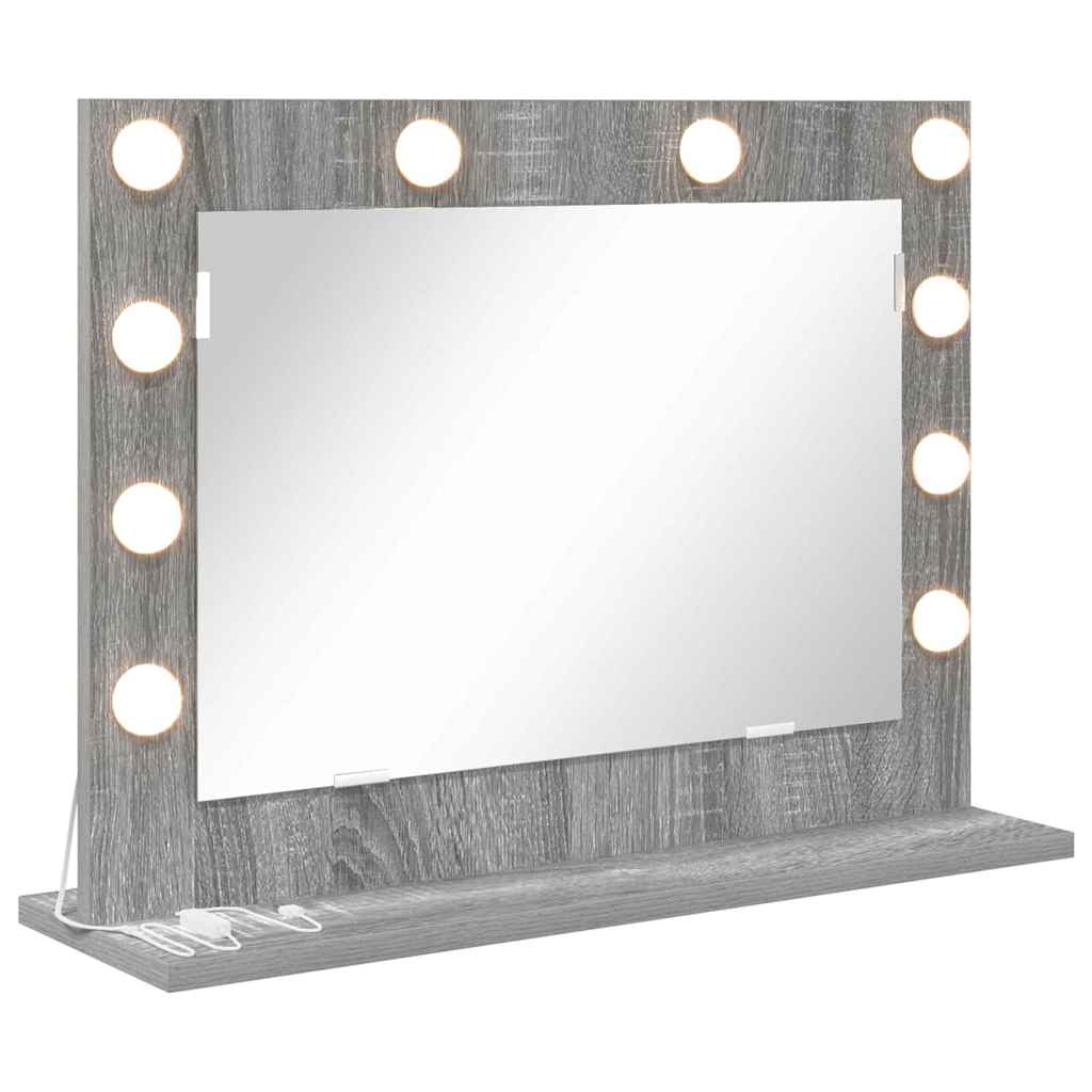 Vanity Mirror with LED Strip Lights Grey Sonoma 60 x 45 x 18 cm