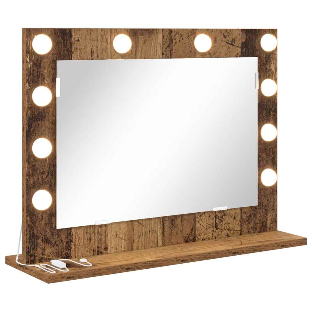 Vanity Mirror with LED Strip Lights Old Wood 60 x 45 x 18 cm