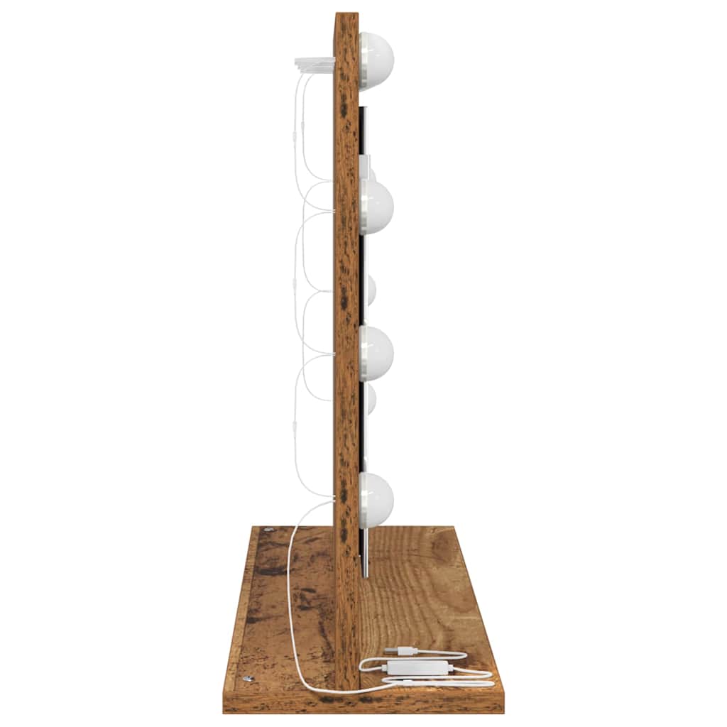 Vanity Mirror with LED Strip Lights Old Wood 60 x 45 x 18 cm