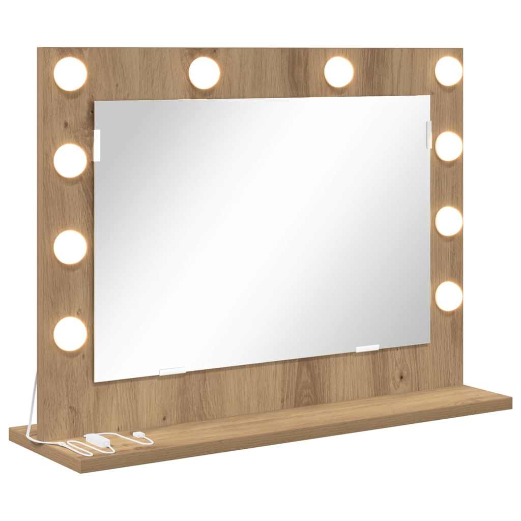 Vanity Mirror with LED Strip Lights Artisan Oak 60 x 45 x 18 cm