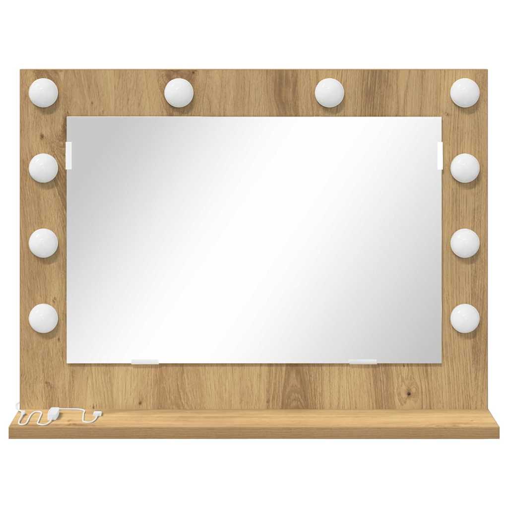Vanity Mirror with LED Strip Lights Artisan Oak 60 x 45 x 18 cm