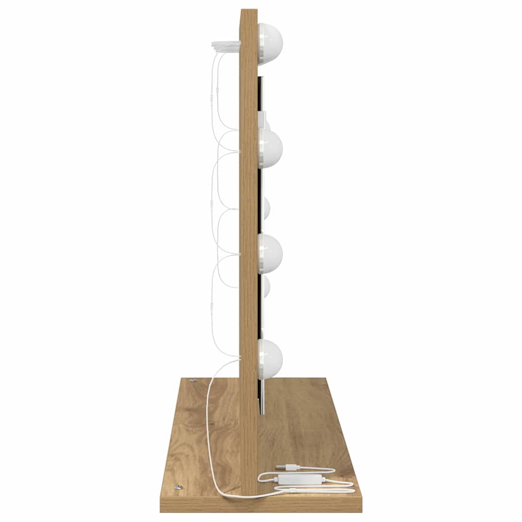 Vanity Mirror with LED Strip Lights Artisan Oak 60 x 45 x 18 cm