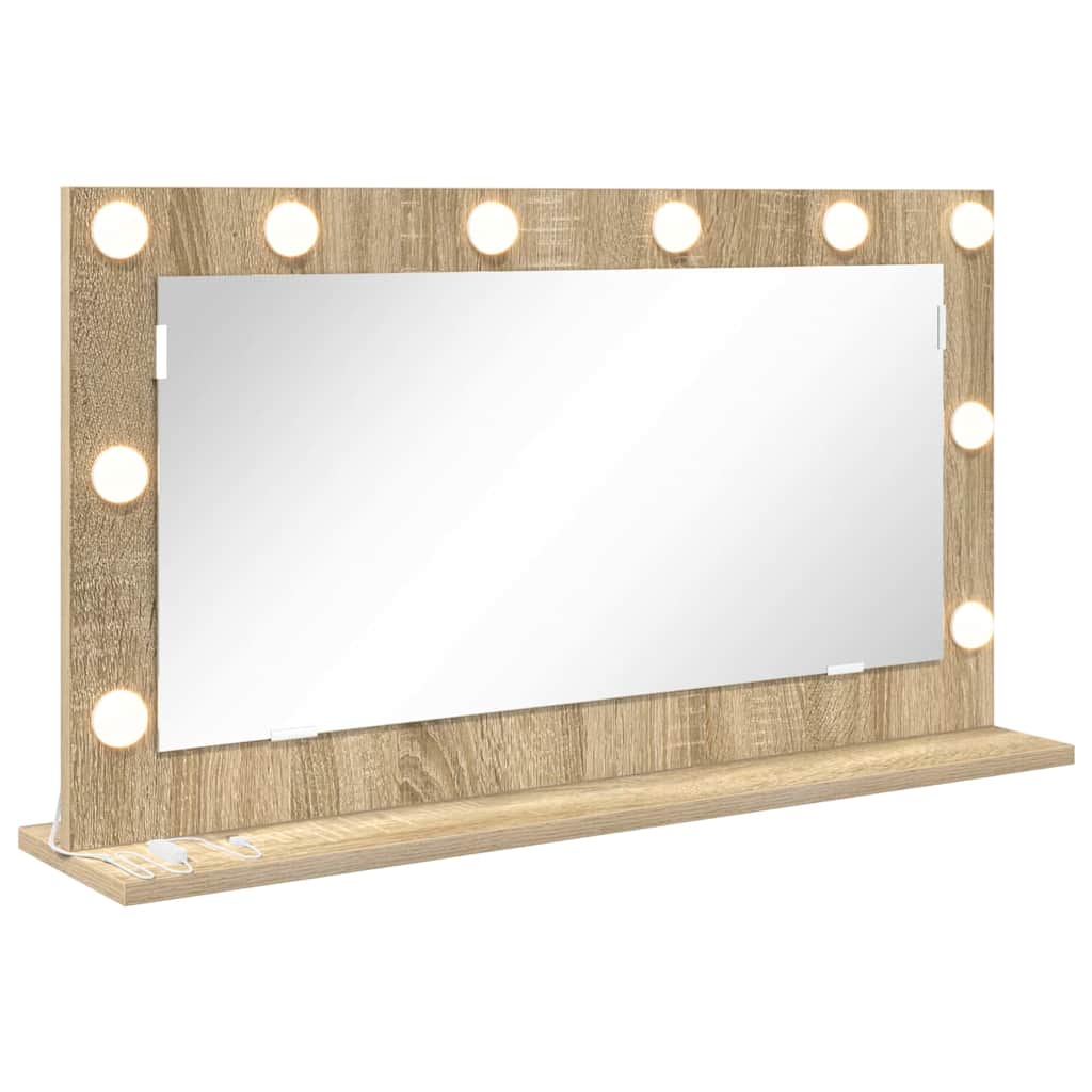 Vanity Mirror with LED Strip Lights Sonoma Oak 80 x 45 x 18 cm
