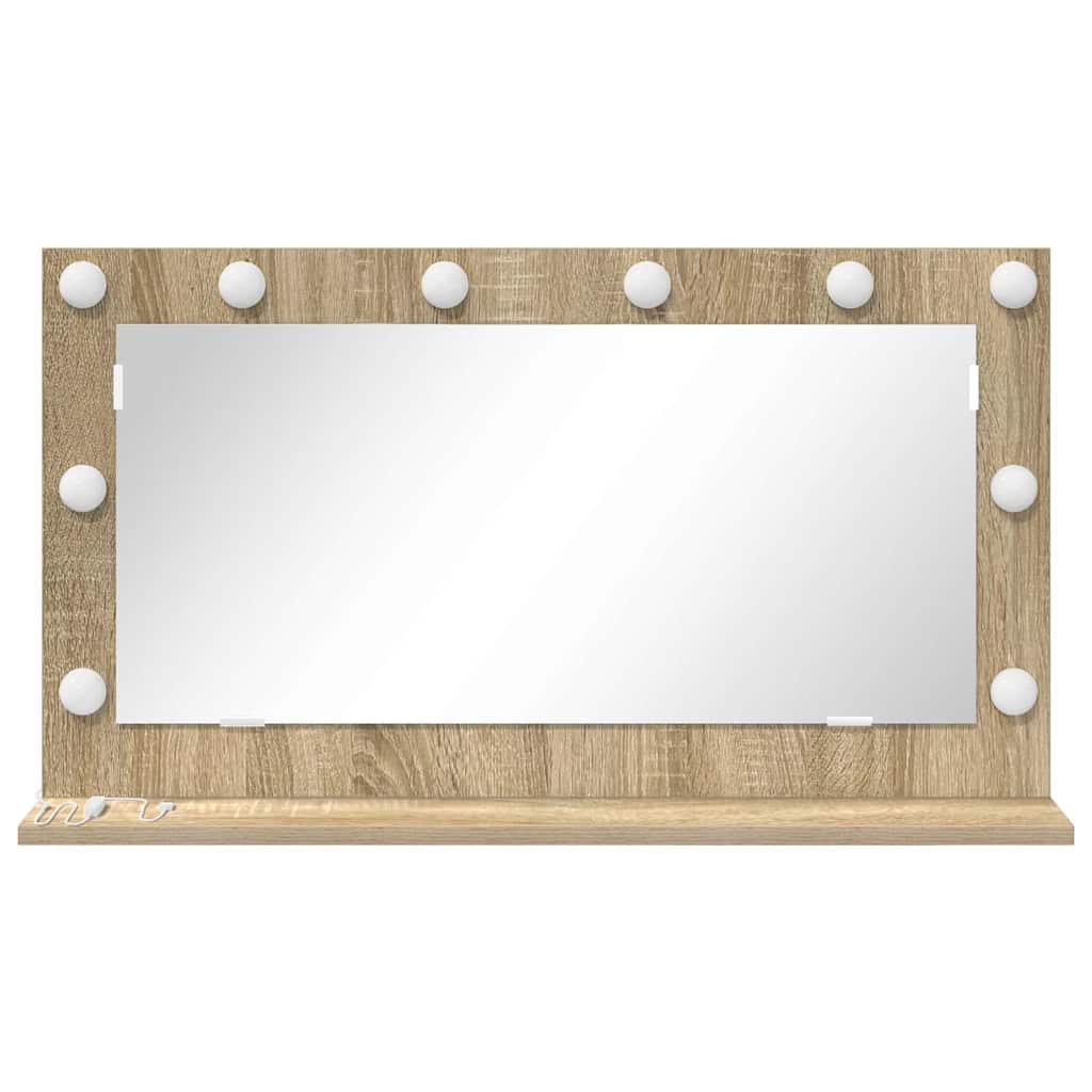 Vanity Mirror with LED Strip Lights Sonoma Oak 80 x 45 x 18 cm