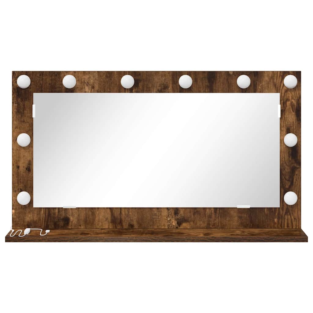 Vanity Mirror with LED Strip Lights Smoked Oak 80 x 45 x 18 cm