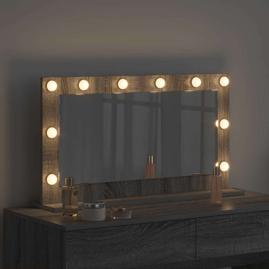 Vanity Mirror with LED Strip Lights Grey Sonoma 80 x 45 x 18 cm