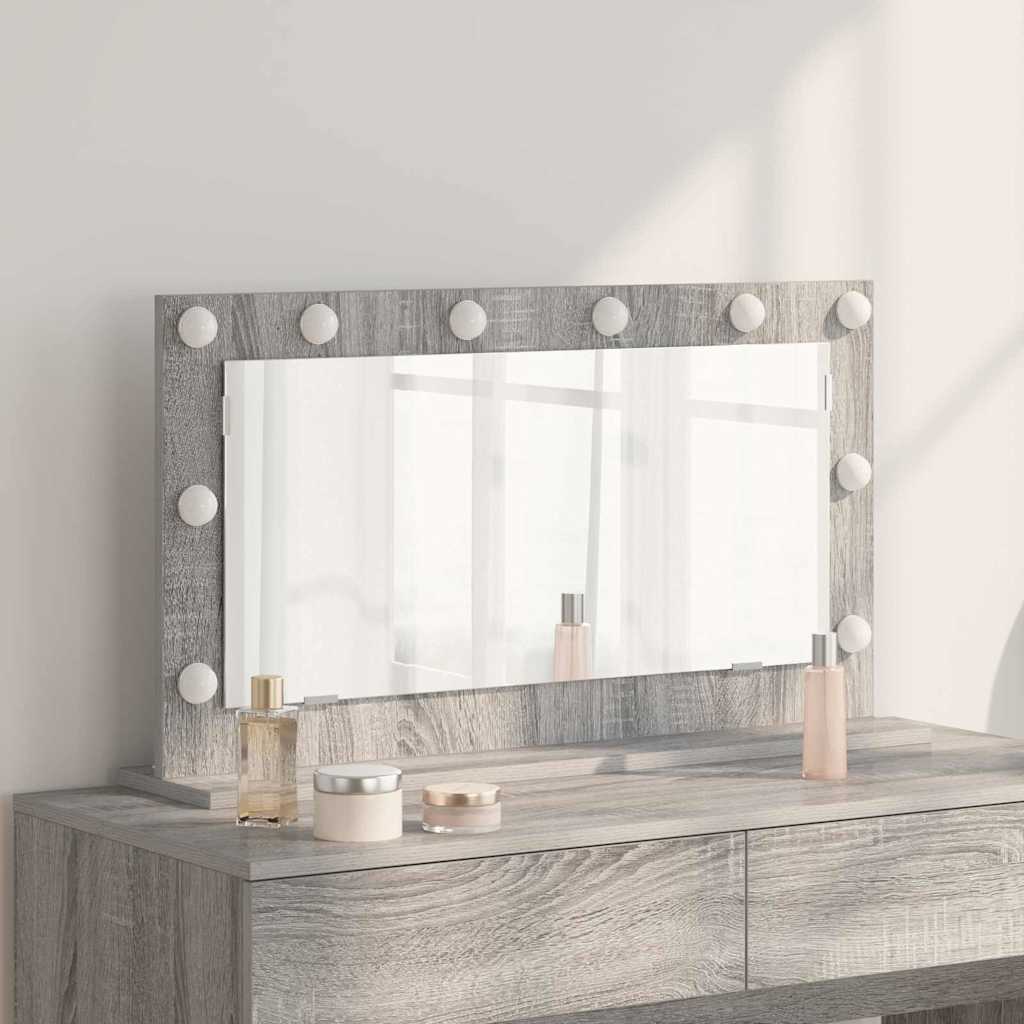 Vanity Mirror with LED Strip Lights Grey Sonoma 80 x 45 x 18 cm