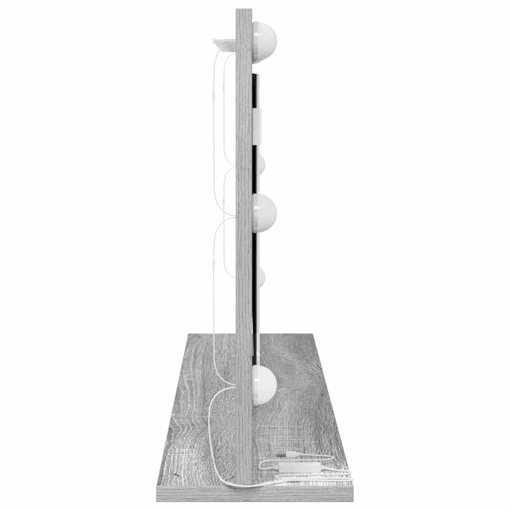 Vanity Mirror with LED Strip Lights Grey Sonoma 80 x 45 x 18 cm