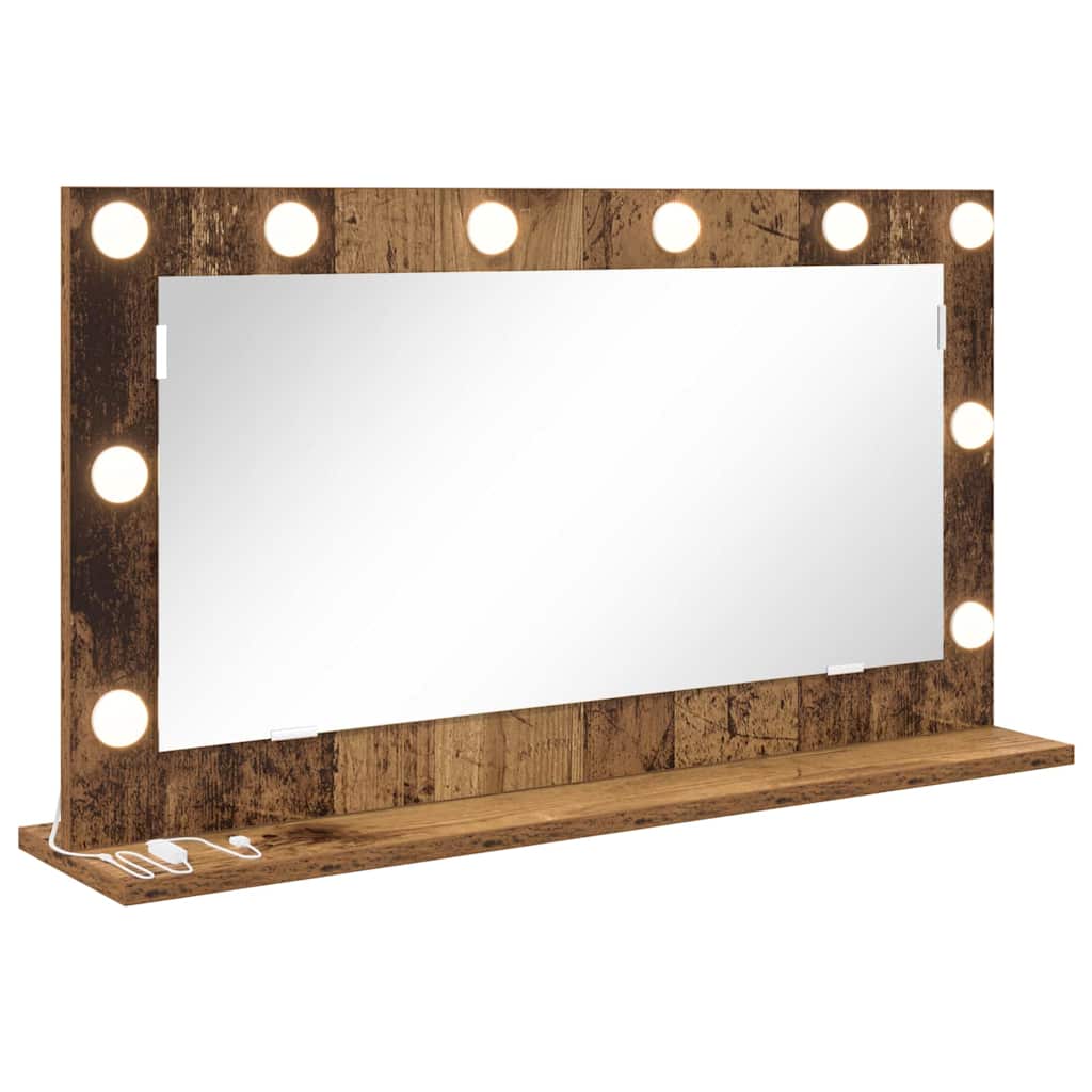 Vanity Mirror with LED Strip Lights Old Wood 80 x 45 x 18 cm