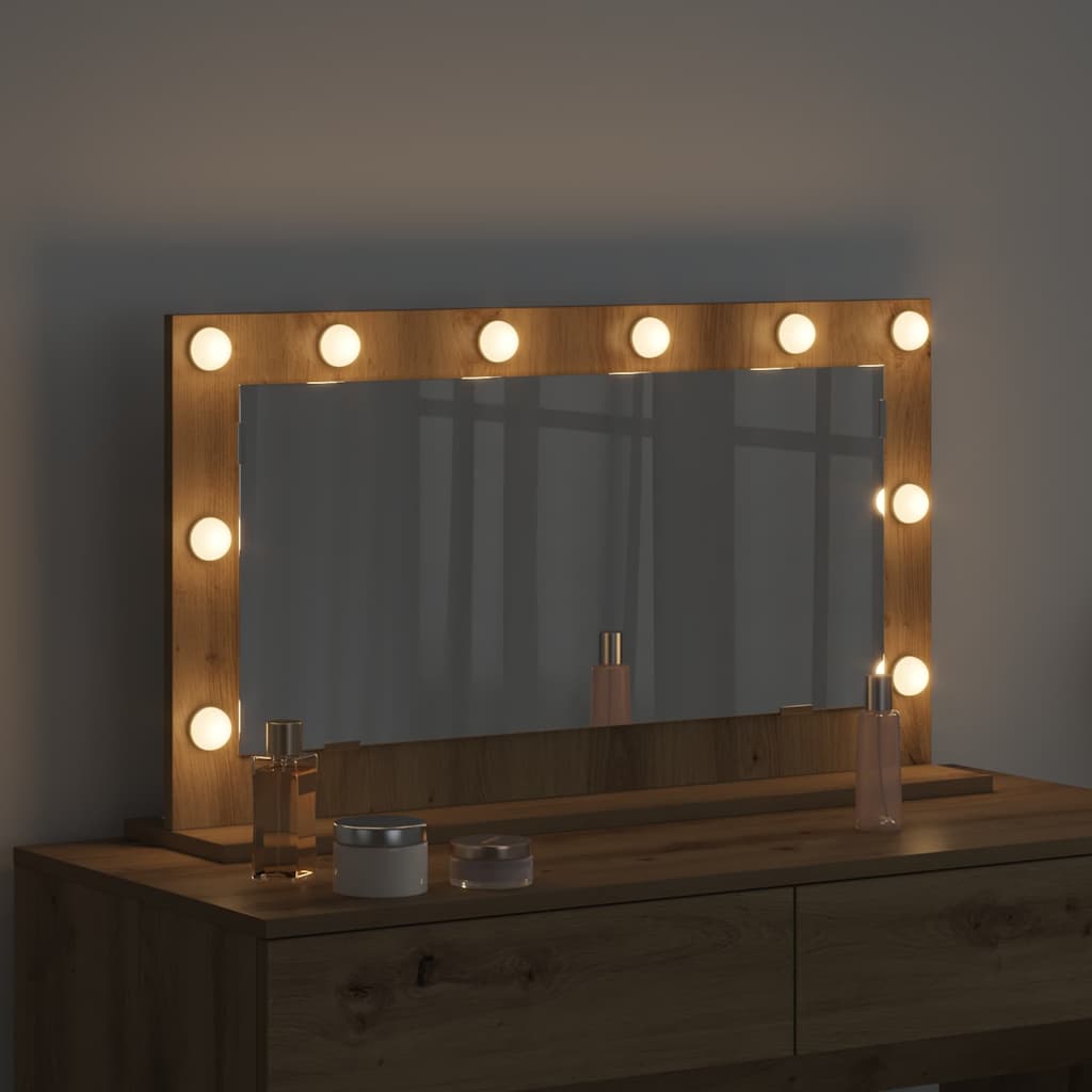 Vanity Mirror with LED Strip Lights Artisan Oak 80 x 45 x 18 cm