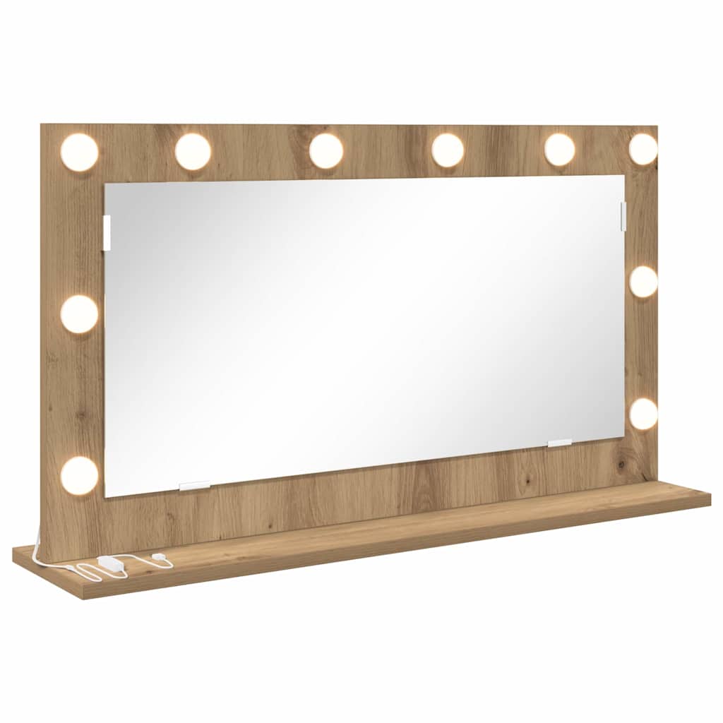 Vanity Mirror with LED Strip Lights Artisan Oak 80 x 45 x 18 cm