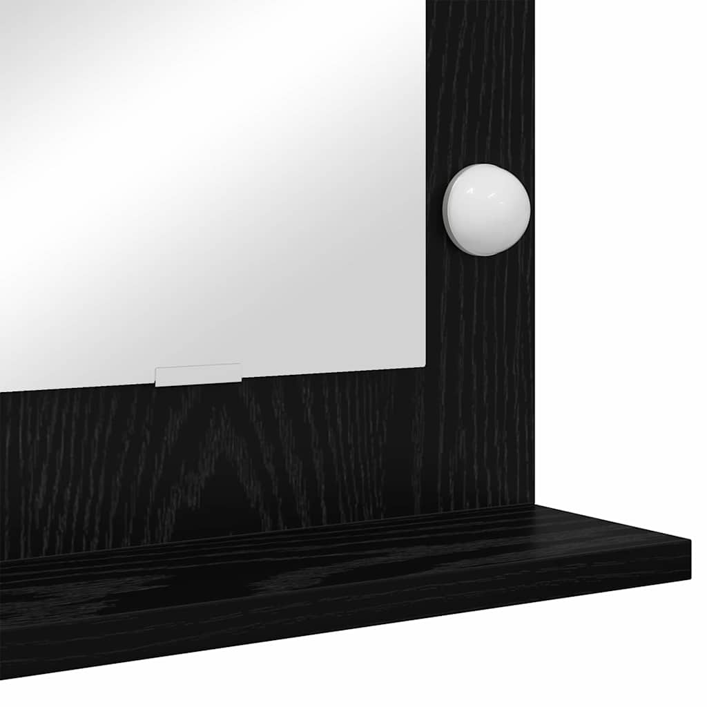 Vanity Mirror with LED Strip Lights Black Oak 100 x 45 x 18 cm