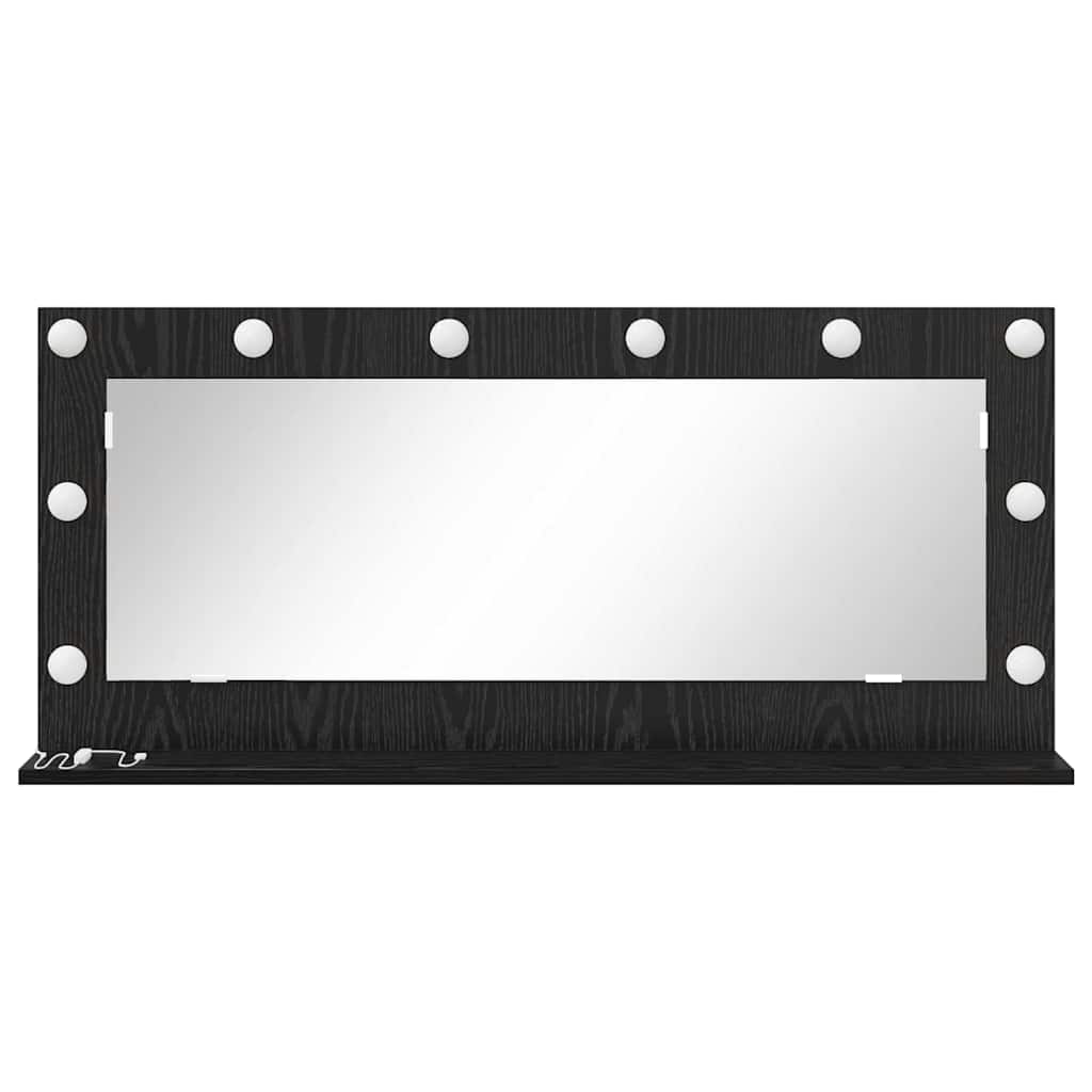 Vanity Mirror with LED Strip Lights Black Oak 100 x 45 x 18 cm