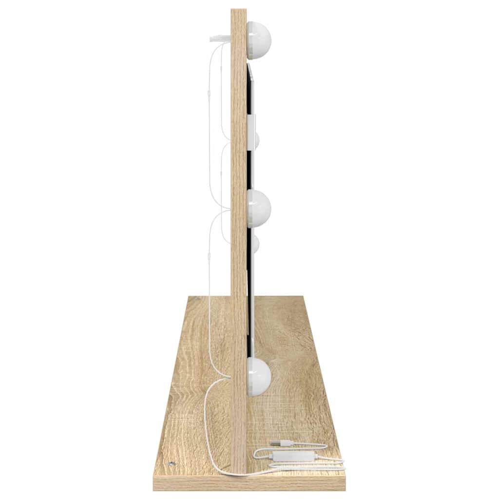 Vanity Mirror with LED Strip Lights Sonoma Oak 100 x 45 x 18 cm