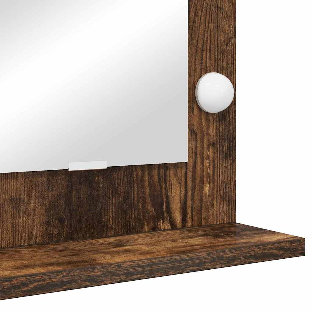 Vanity Mirror with LED Strip Lights Smoked Oak 100 x 45 x 18 cm