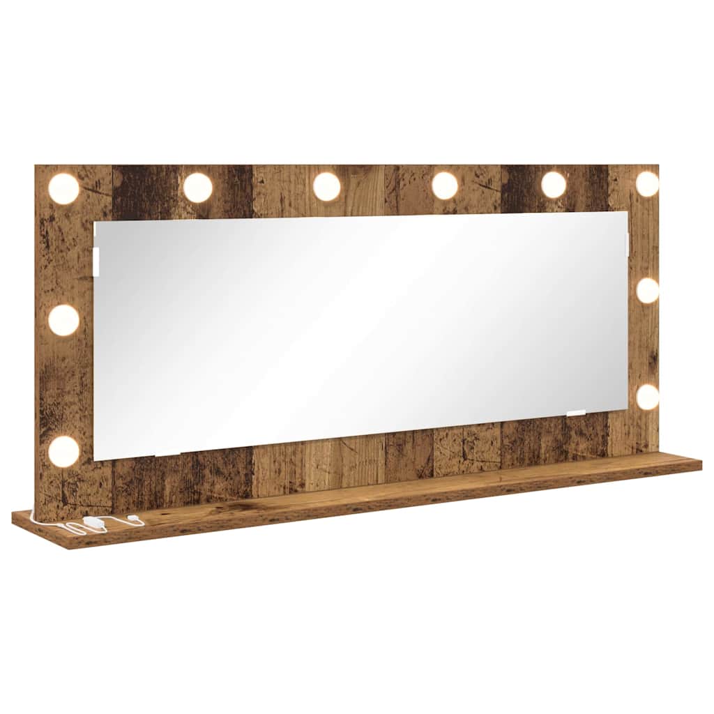Vanity Mirror with LED Strip Lights Old Wood 100 x 45 x 18 cm