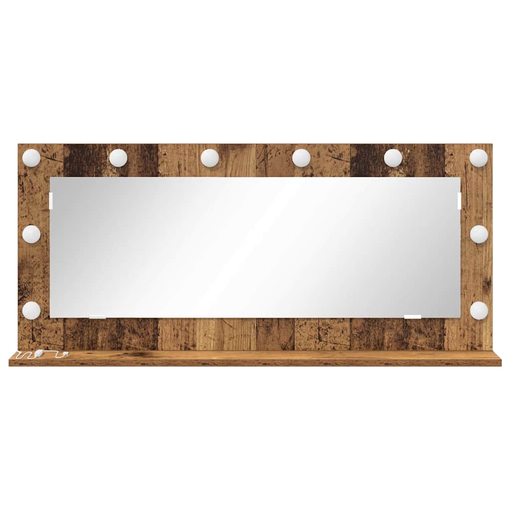 Vanity Mirror with LED Strip Lights Old Wood 100 x 45 x 18 cm