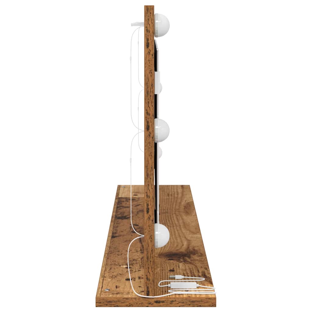Vanity Mirror with LED Strip Lights Old Wood 100 x 45 x 18 cm