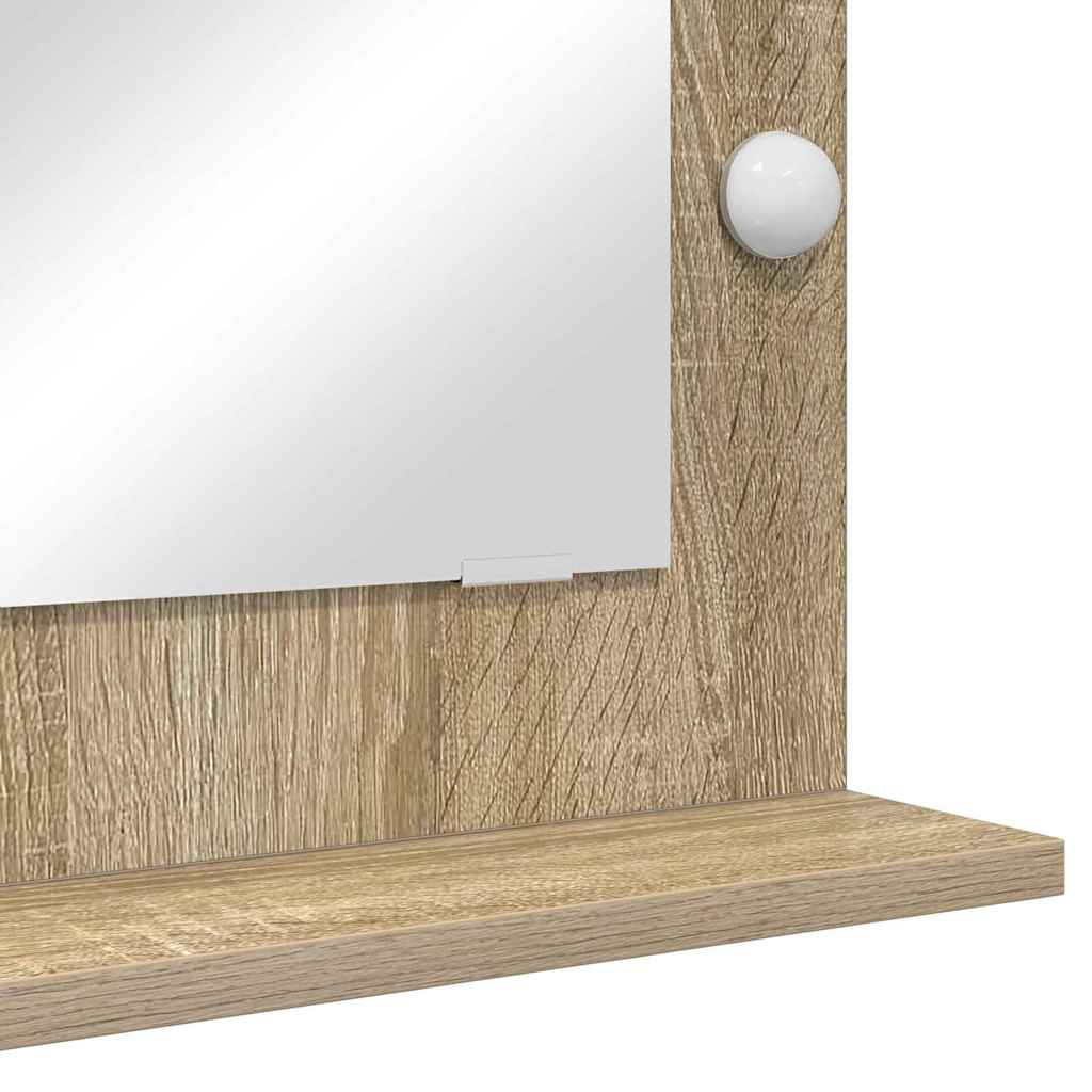 Vanity Mirror with LED Strip Lights Sonoma Oak 70 x 50 x 18 cm