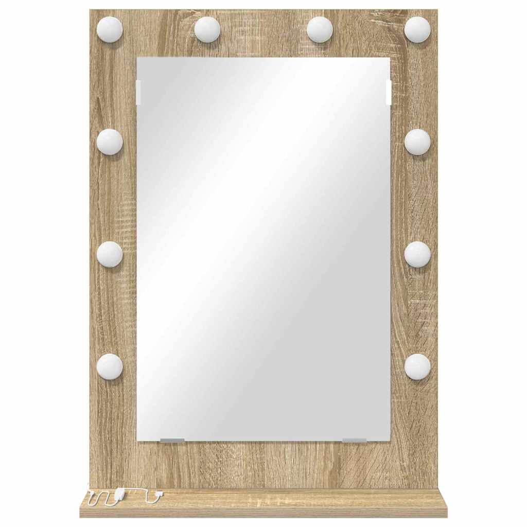 Vanity Mirror with LED Strip Lights Sonoma Oak 70 x 50 x 18 cm