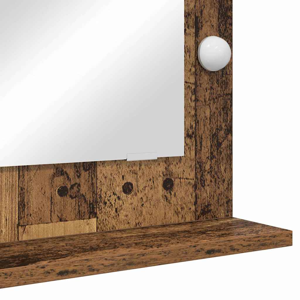 Vanity Mirror with LED Strip Lights Old Wood 70 x 50 x 18 cm