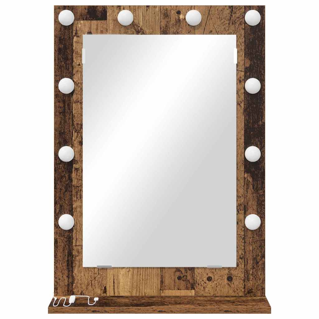 Vanity Mirror with LED Strip Lights Old Wood 70 x 50 x 18 cm