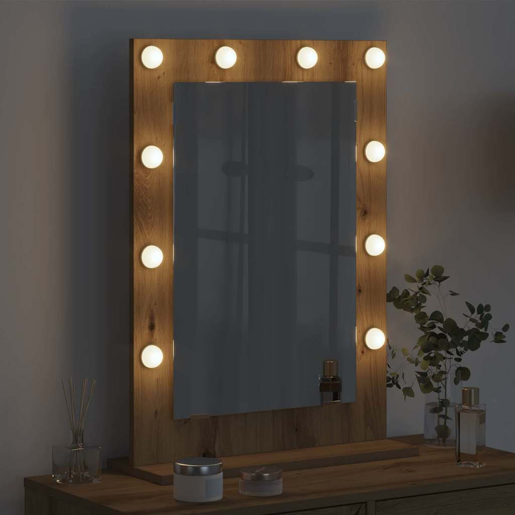 Vanity Mirror with LED Strip Lights Artisan Oak 70 x 50 x 18 cm