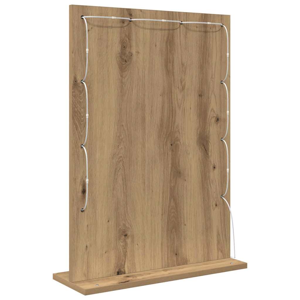 Vanity Mirror with LED Strip Lights Artisan Oak 70 x 50 x 18 cm