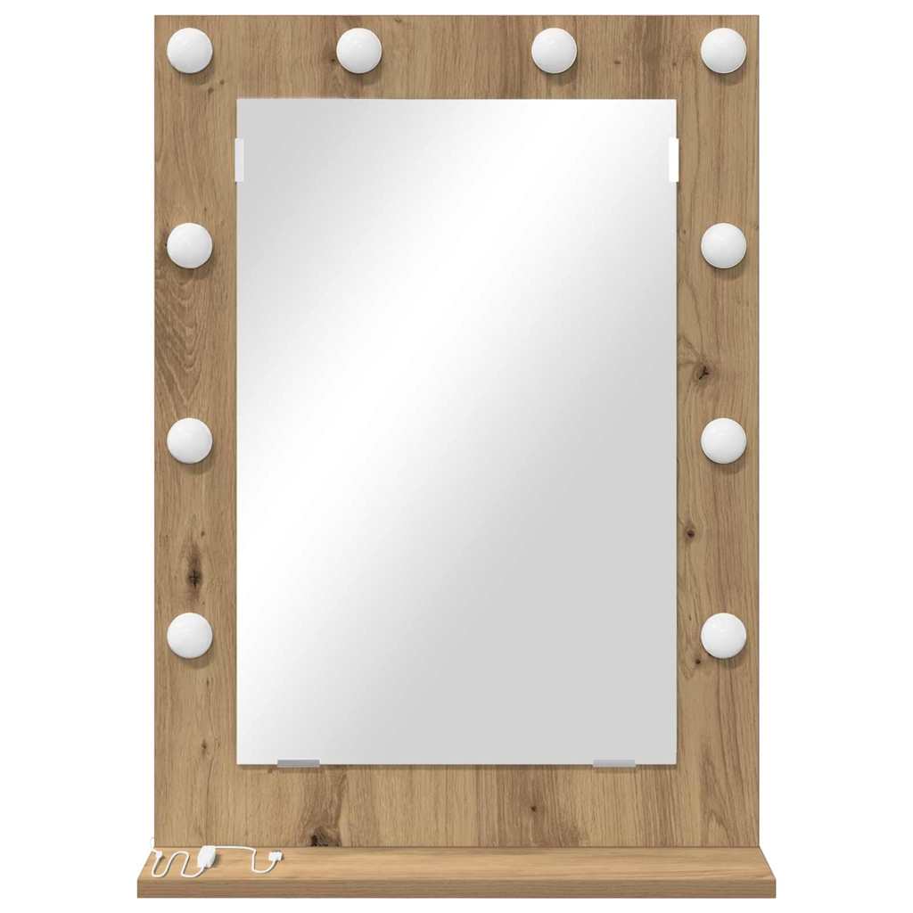 Vanity Mirror with LED Strip Lights Artisan Oak 70 x 50 x 18 cm