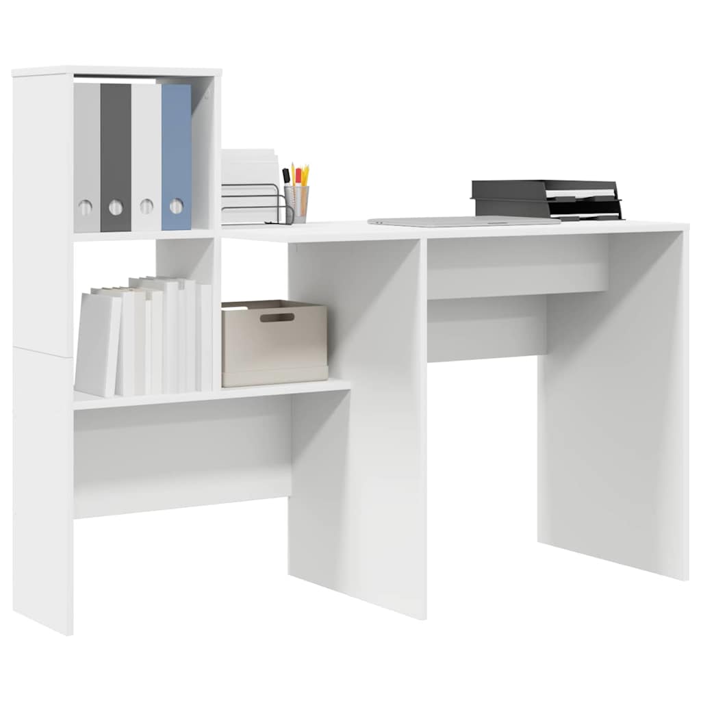 Desk with Shelf White 131.5 x 50 x 106.5 cm Engineered wood
