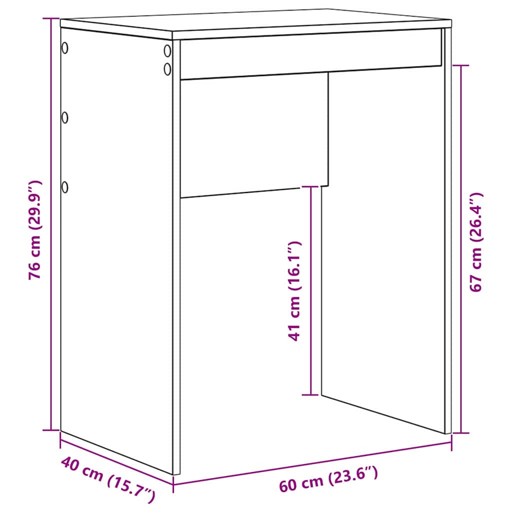 Desk White 60 x 40 x 76 cm Engineered wood
