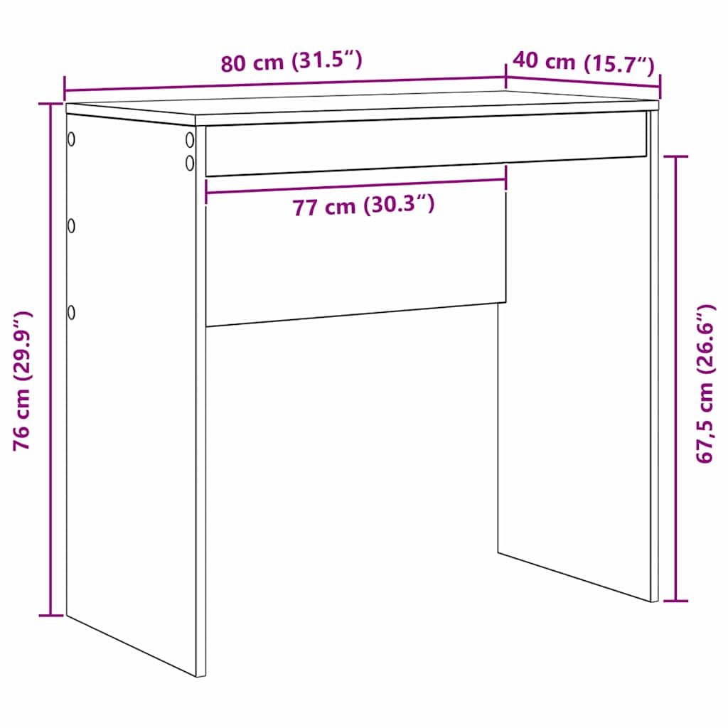 Desk White 80 x 40 x 76 cm Engineered wood