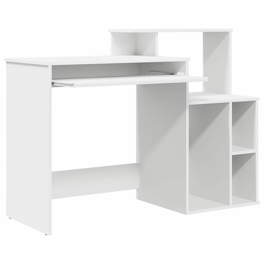 Desk with Storage White 120.5 x 44 x 88.5 cm Engineered Wood