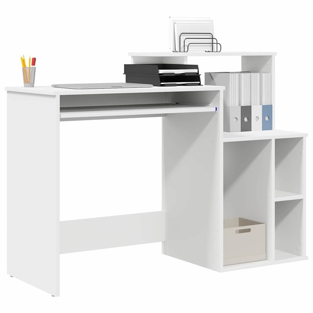 Desk with Storage White 120.5 x 44 x 88.5 cm Engineered Wood