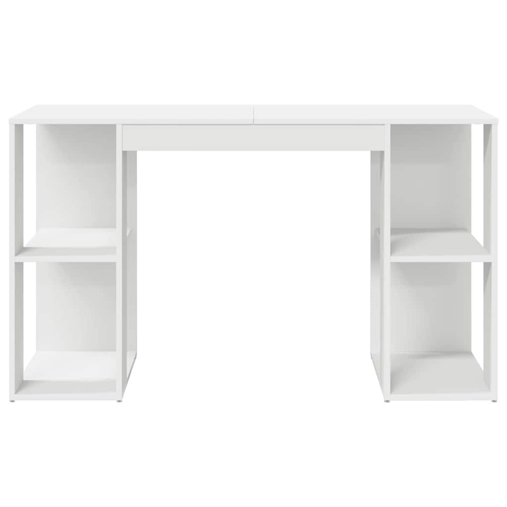 Desk with Storage White 130 x 50.5 x 75 cm Engineered Wood