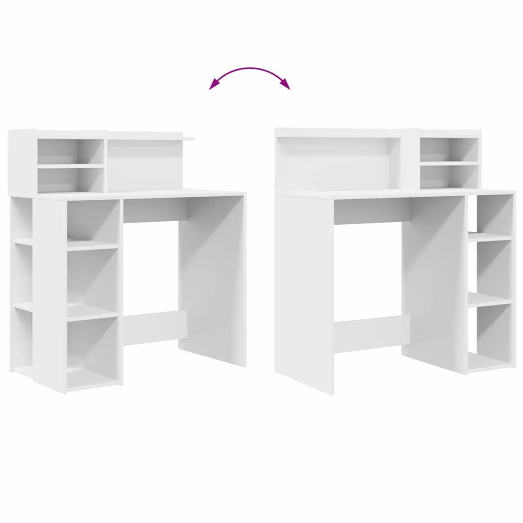 Desk with Storage White 90 x 48 x 101.5 cm Engineered Wood