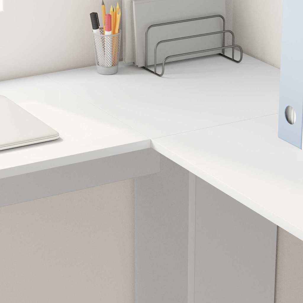 Corner Desk with Storage with Shelf White 140 x 113.5 x 75 cm