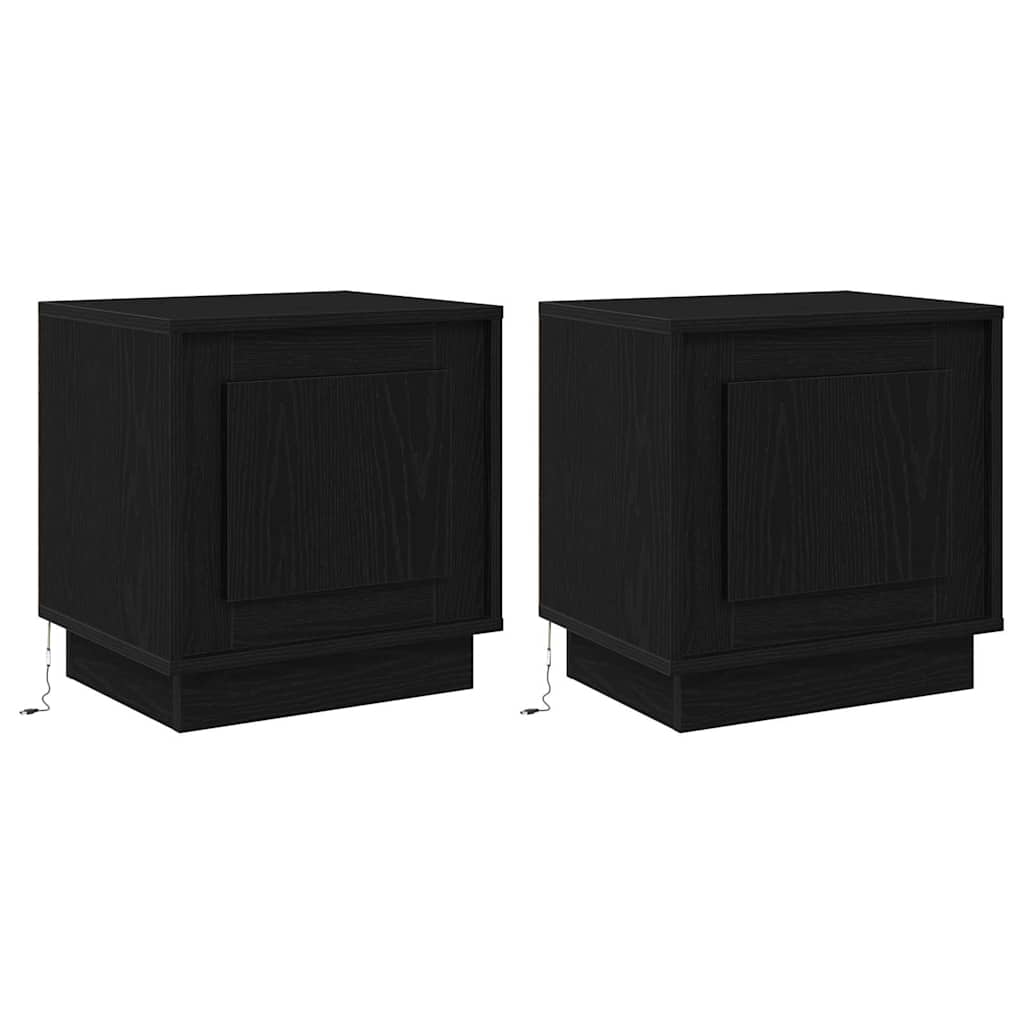 Bedside Cabinet 2 pcs Black 44 x 34.5 x 45 cm Engineered wood