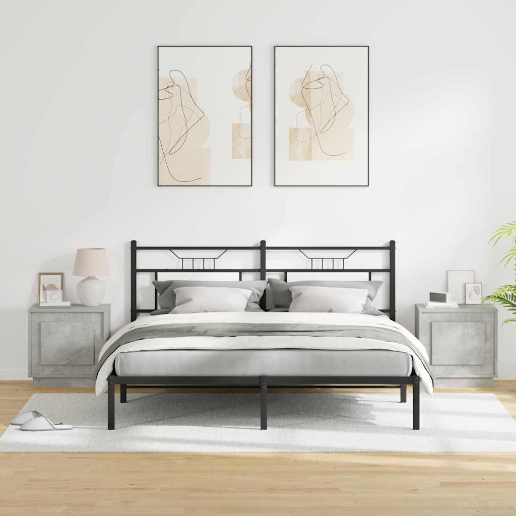 Bedside Cabinet with 2 pcs Concrete grey 44 x 34.5 x 45 cm