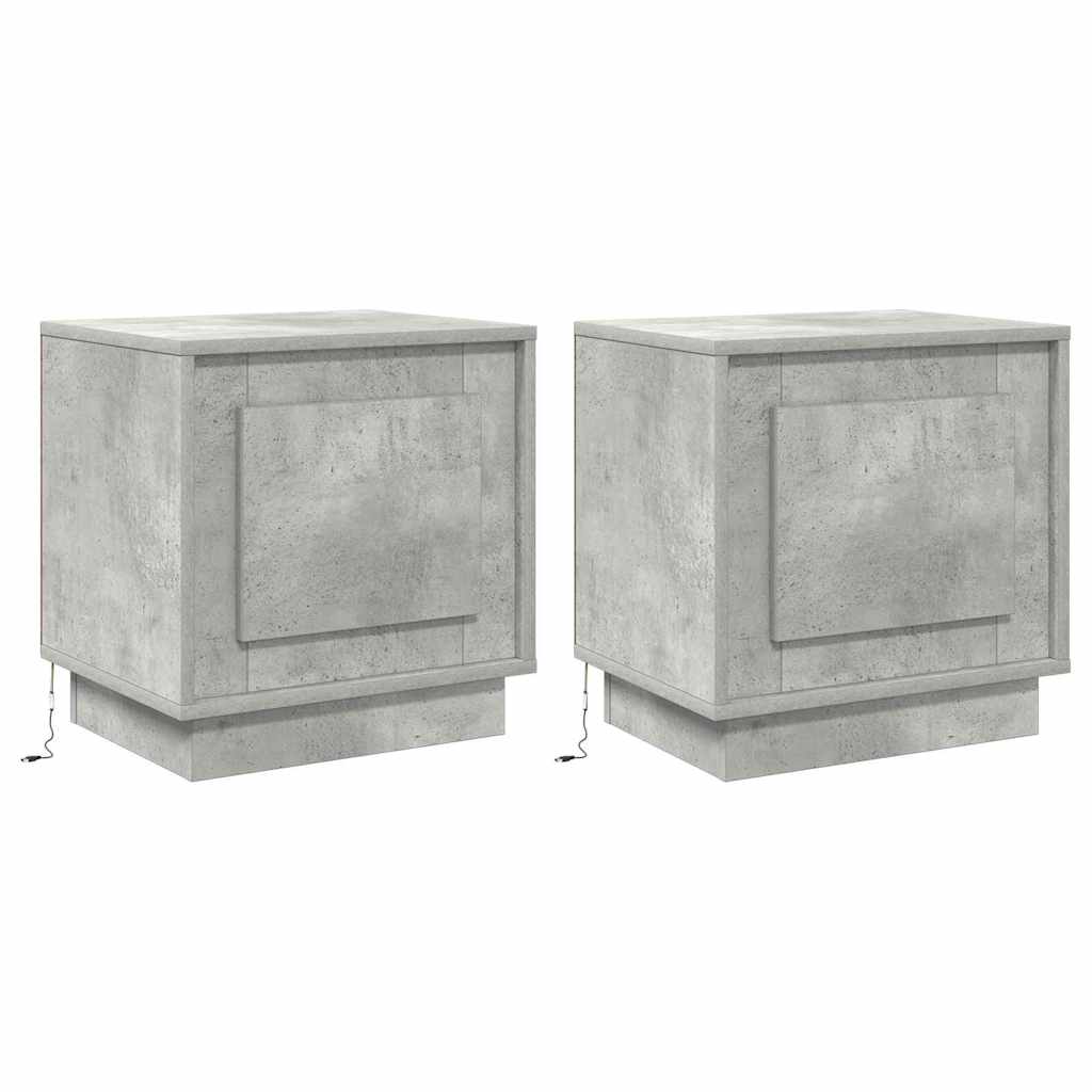 Bedside Cabinet with 2 pcs Concrete grey 44 x 34.5 x 45 cm