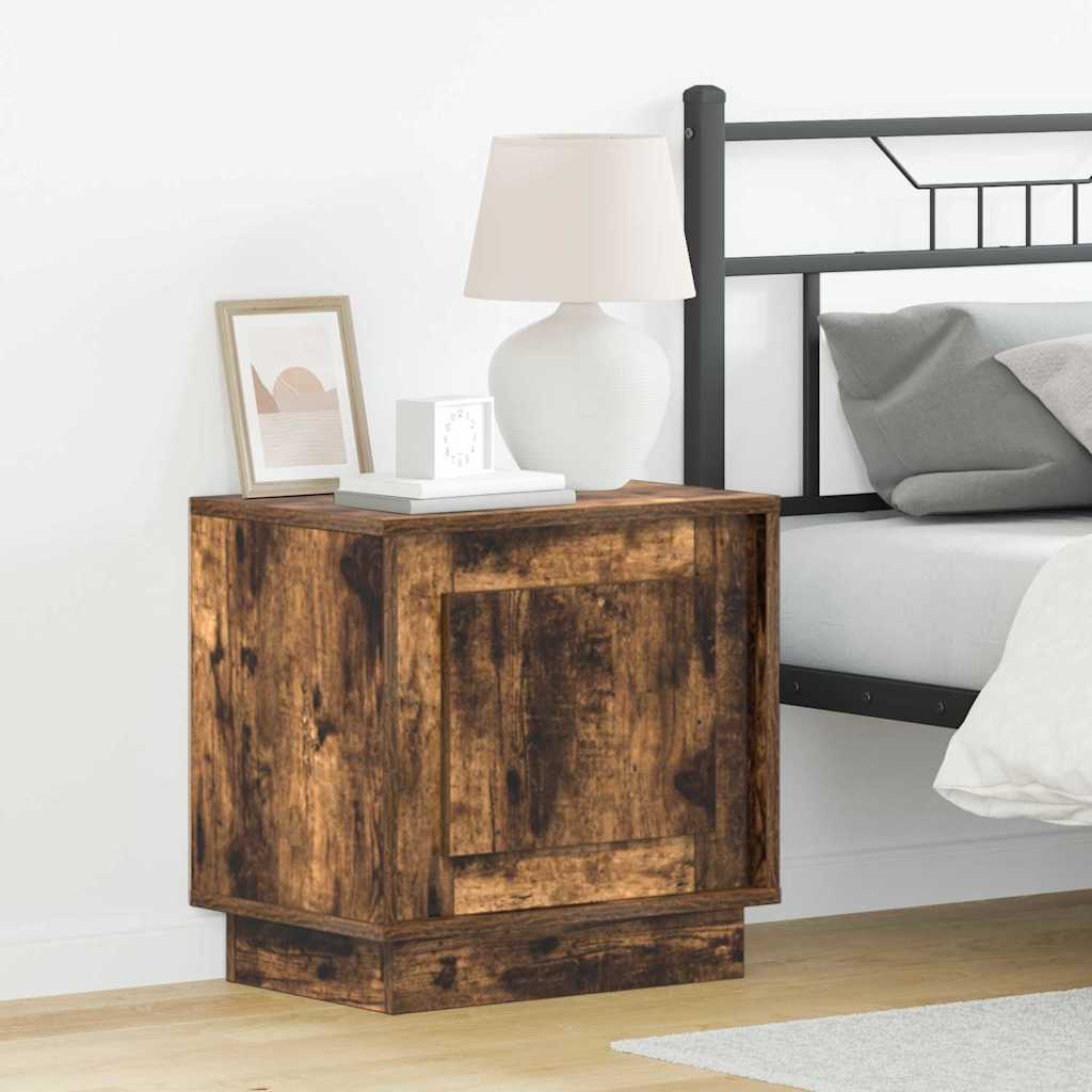 Bedside Cabinet with 2 pcs Smoked oak 44 x 34.5 x 45 cm