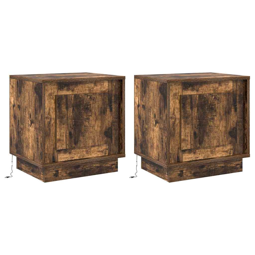 Bedside Cabinet with 2 pcs Smoked oak 44 x 34.5 x 45 cm
