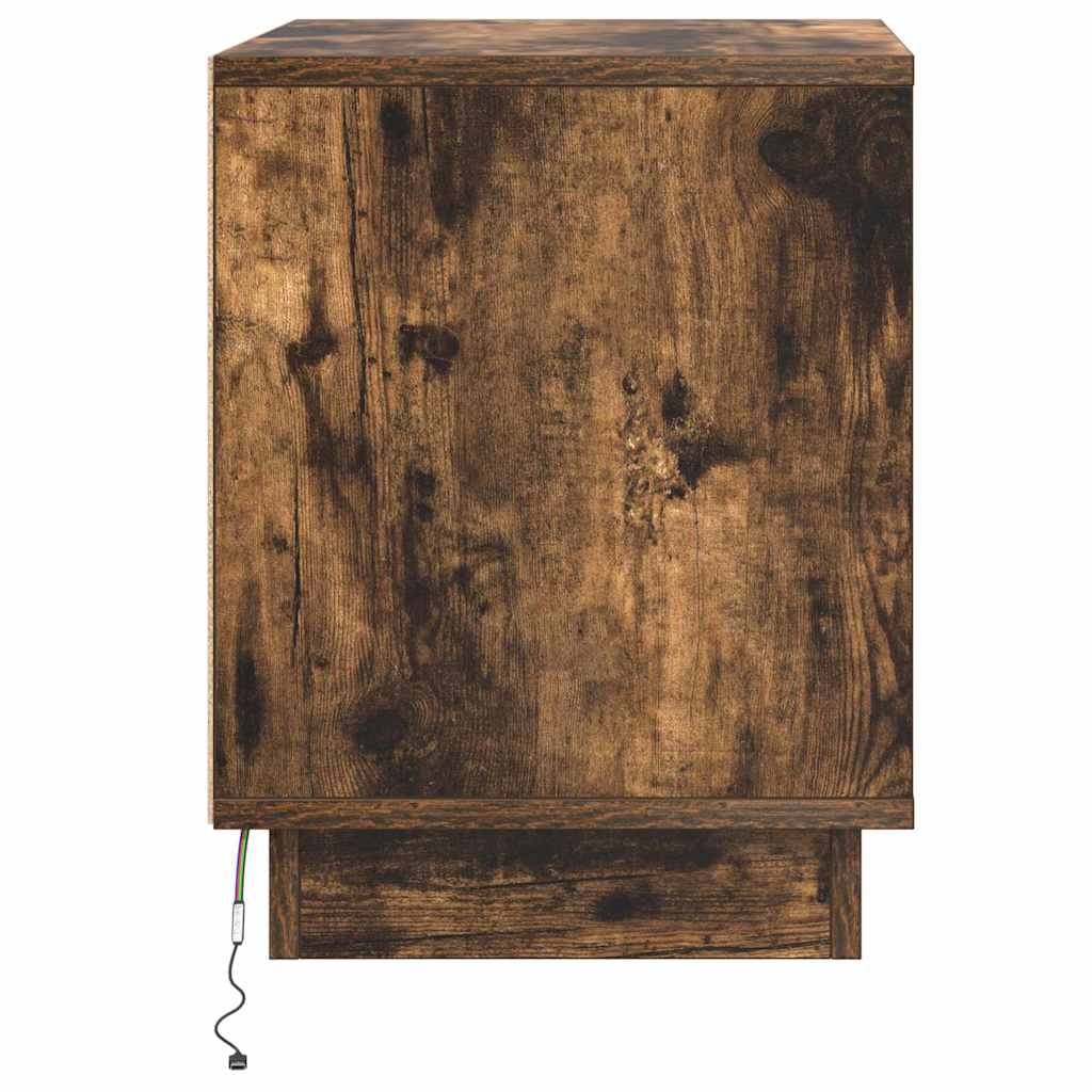 Bedside Cabinet with 2 pcs Smoked oak 44 x 34.5 x 45 cm